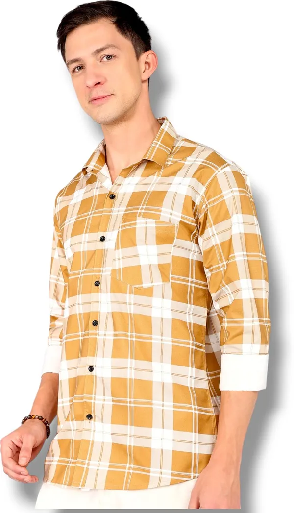Brown_Cotton_Blend_Checkered_Regular_Fit_Shirt_For_Men