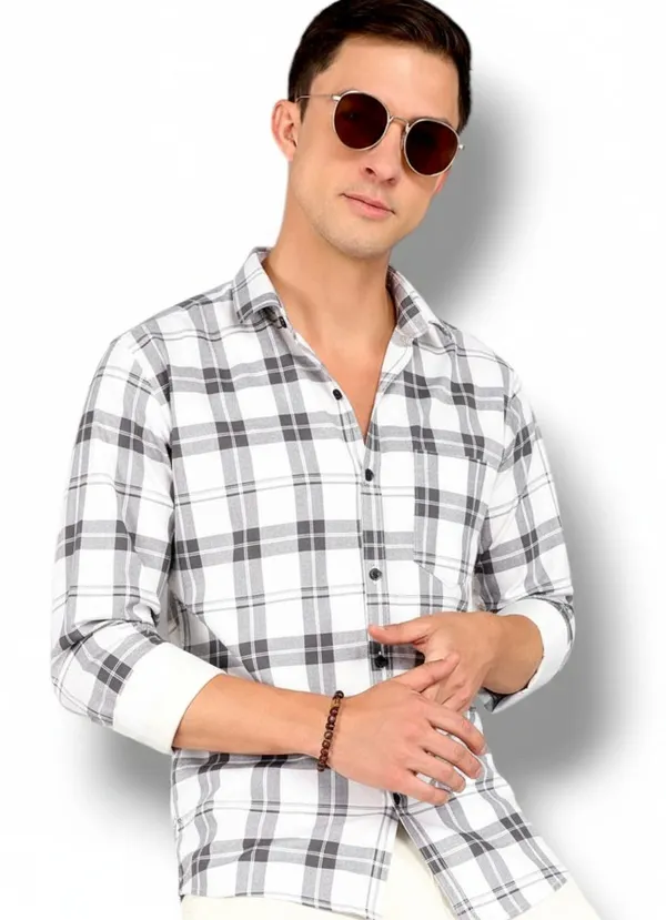 White_Cotton_Blend_Checkered_Regular_Fit_Shirt_For_Men