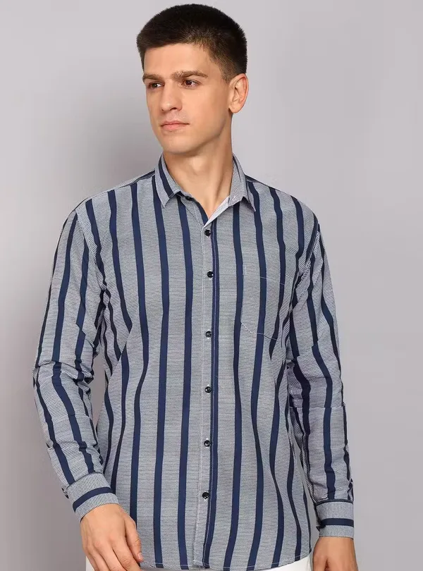 Blue_&_Grey_Cotton_Blend_Striped_Regular_Fit_Shirt_For_Men