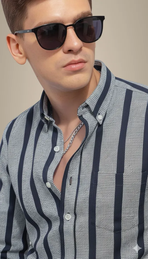 Blue_&_Grey_Cotton_Blend_Striped_Regular_Fit_Shirt_For_Men