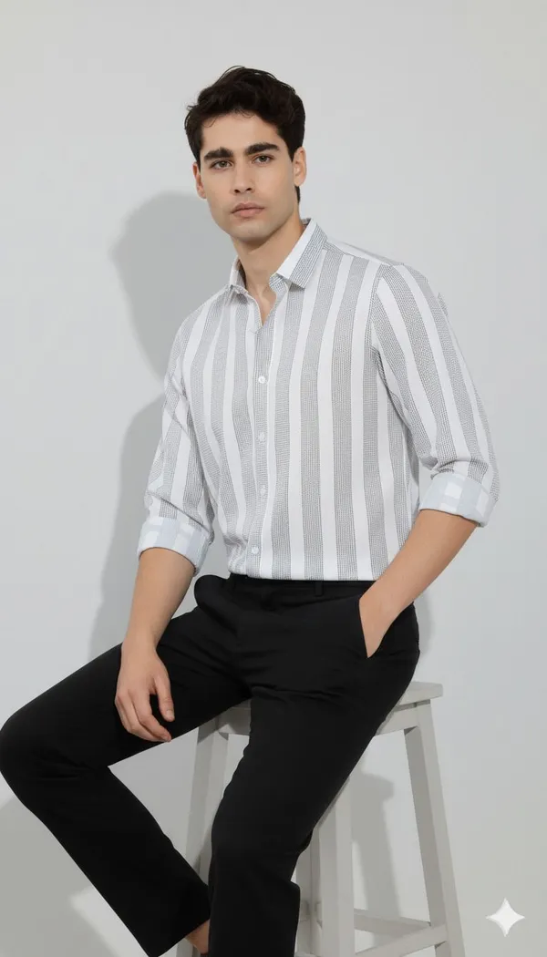 White_Cotton_Blend_Striped_Regular_Fit_Shirt_For_Men