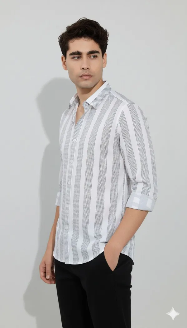 White_Cotton_Blend_Striped_Regular_Fit_Shirt_For_Men