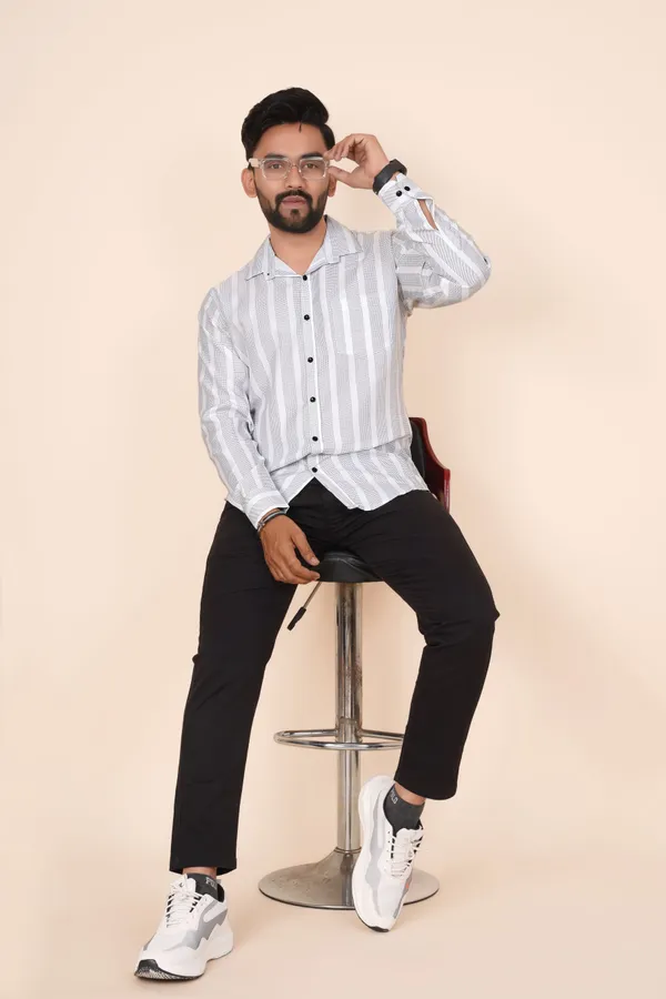 White_Cotton_Blend_Striped_Regular_Fit_Shirt_For_Men
