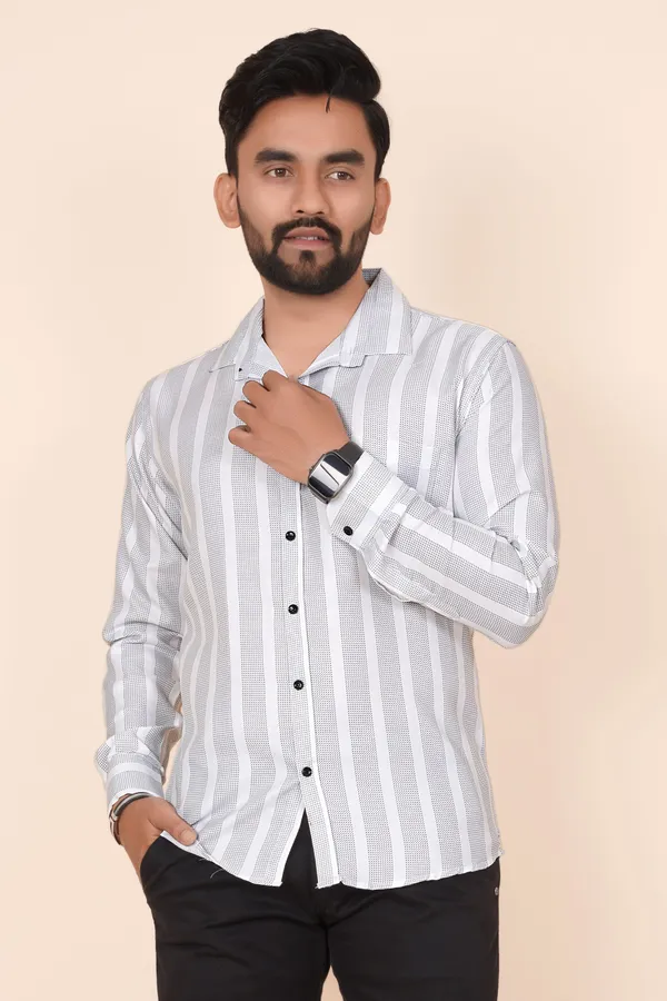 White_Cotton_Blend_Striped_Regular_Fit_Shirt_For_Men