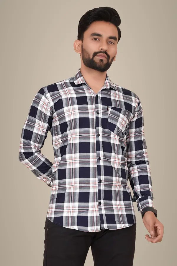 Blue_Cotton_Blend_Checkered_Regular_Fit_Shirt_For_Men