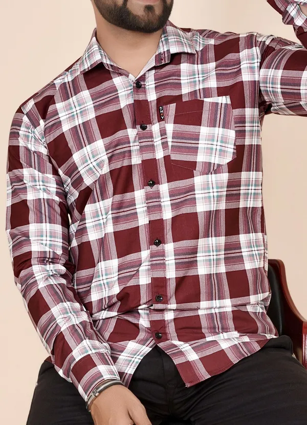 Red_Cotton_Blend_Checkered_Regular_Fit_Shirt_For_Men
