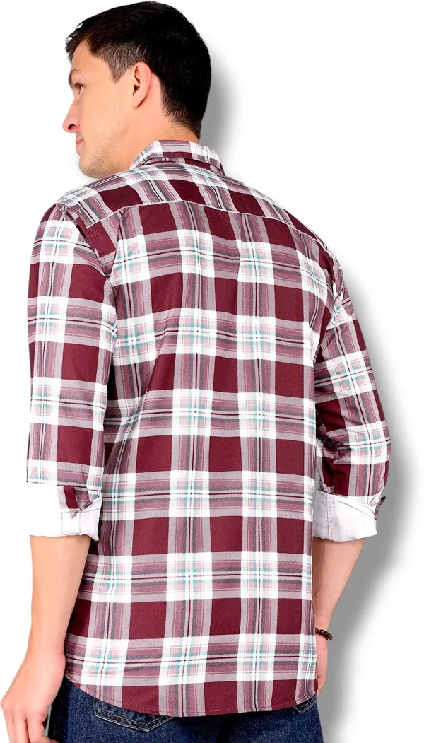 Red_Cotton_Blend_Checkered_Regular_Fit_Shirt_For_Men