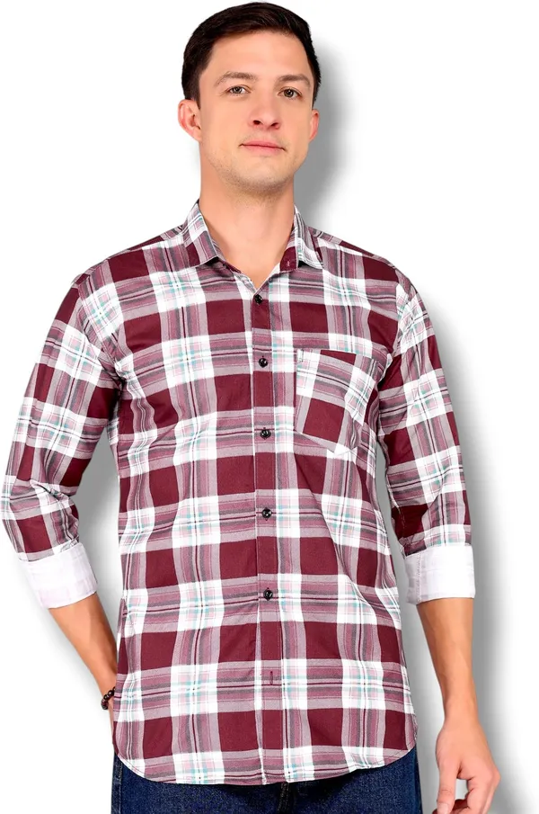Red_Cotton_Blend_Checkered_Regular_Fit_Shirt_For_Men