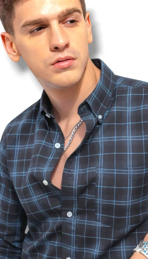 Blue_Cotton_Blend_Checkered_Regular_Fit_Shirt_For_Men
