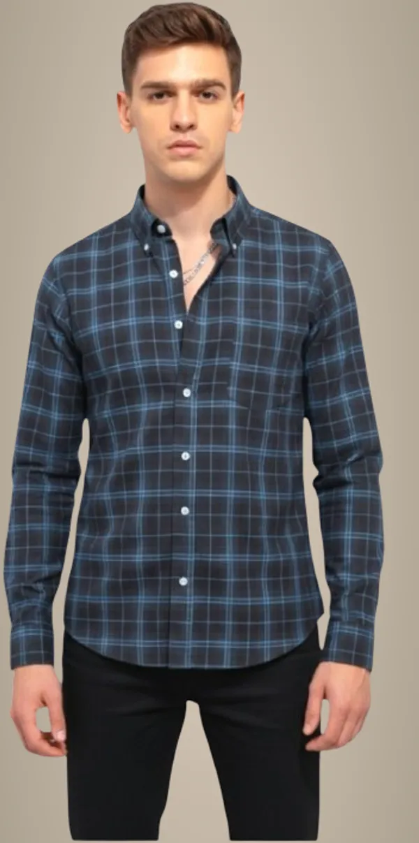 Blue_Cotton_Blend_Checkered_Regular_Fit_Shirt_For_Men