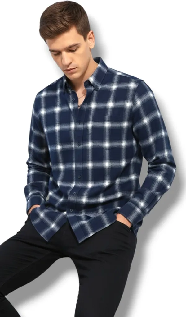 Blue_Cotton_Blend_Checkered_Regular_Fit_Shirt_For_Men