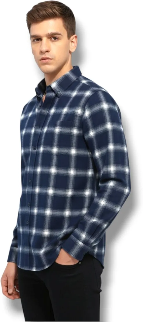 Blue_Cotton_Blend_Checkered_Regular_Fit_Shirt_For_Men