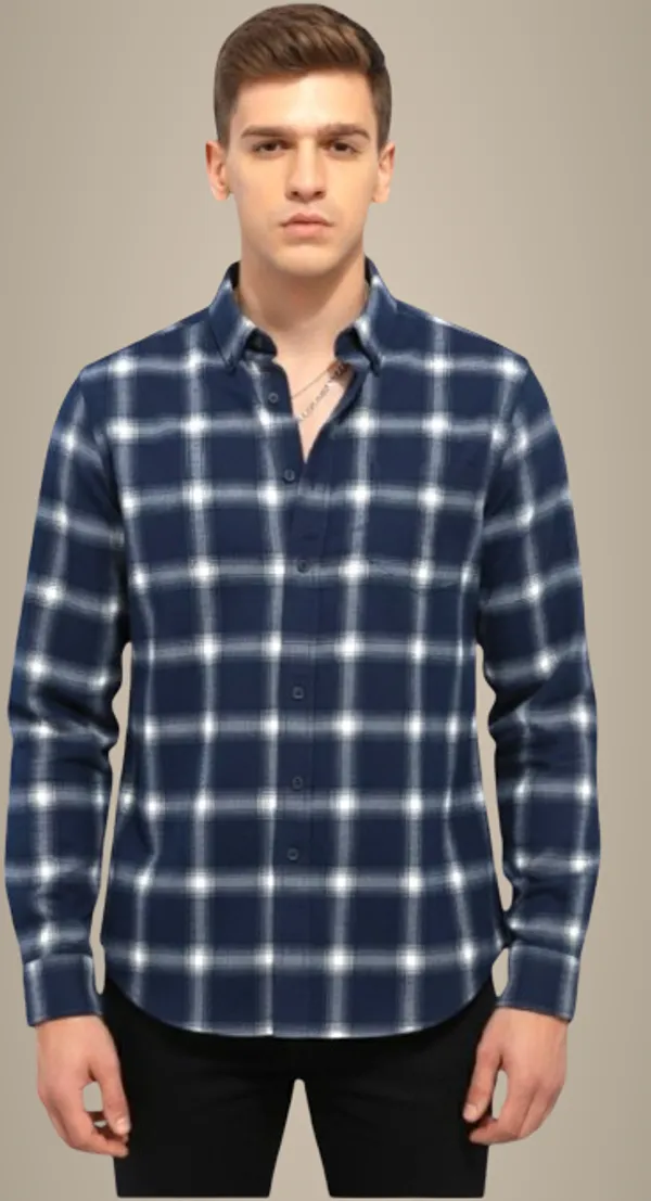 Blue_Cotton_Blend_Checkered_Regular_Fit_Shirt_For_Men