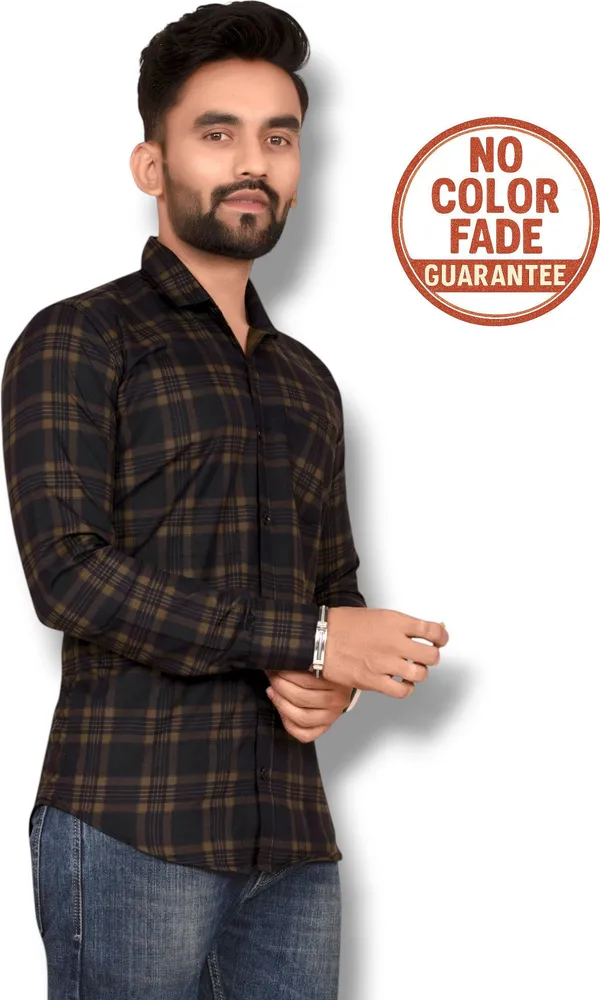 Brown_Cotton_Blend_Checkered_Regular_Fit_Shirt_For_Men