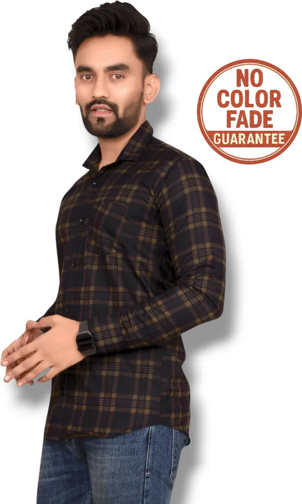 Brown_Cotton_Blend_Checkered_Regular_Fit_Shirt_For_Men