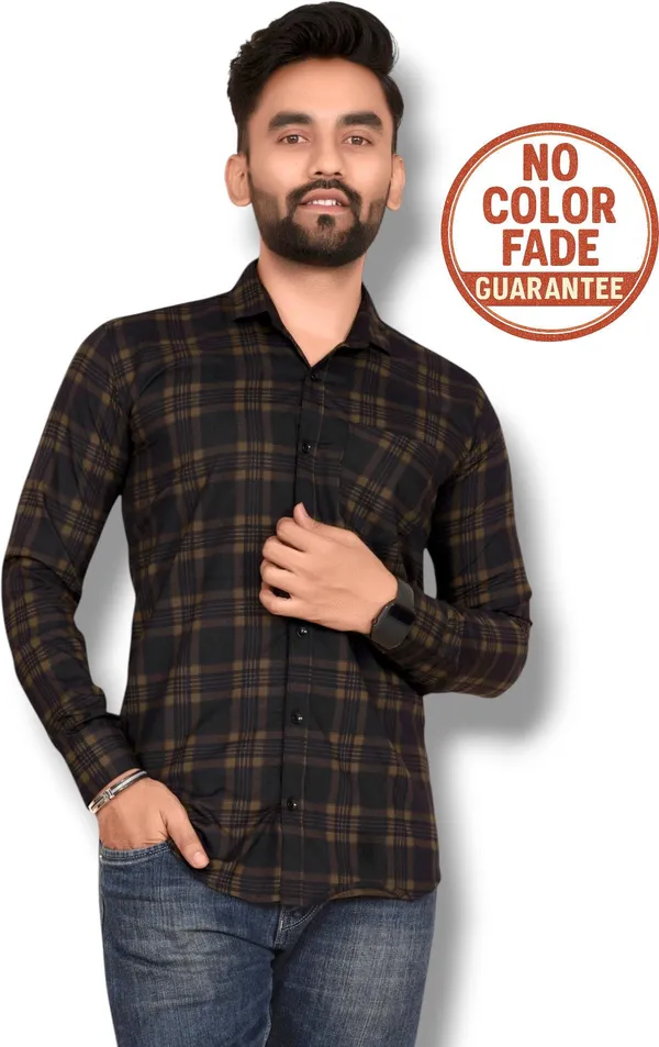 Brown_Cotton_Blend_Checkered_Regular_Fit_Shirt_For_Men