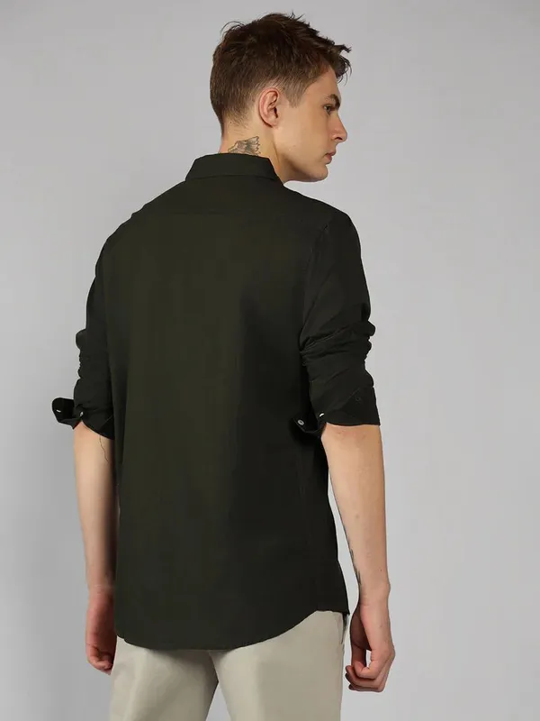 Green_Cotton_Blend_Solid_Regular_Fit_Shirt_For_Men
