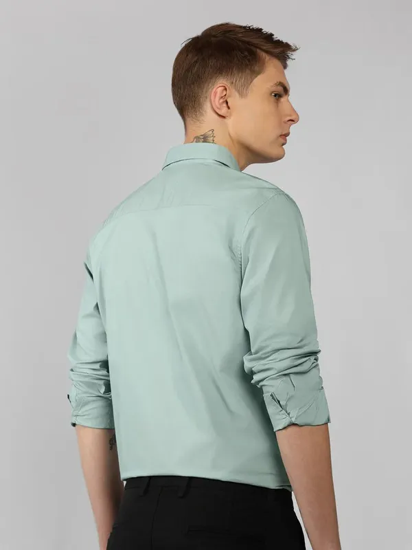 Green_Cotton_Blend_Solid_Regular_Fit_Shirt_For_Men