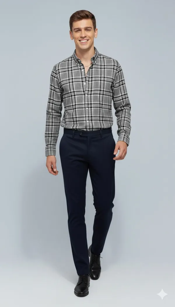 Black_Cotton_Blend_Checkered_Regular_Fit_Shirt_For_Men