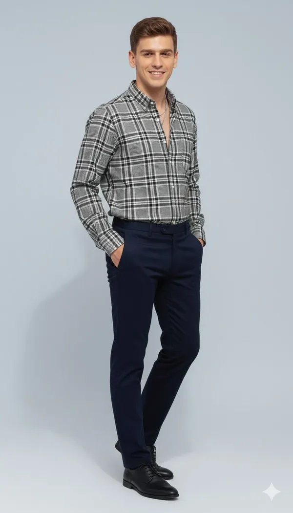 Black_Cotton_Blend_Checkered_Regular_Fit_Shirt_For_Men