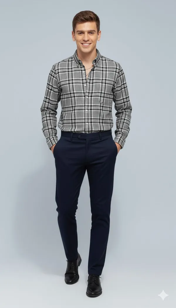 Black_Cotton_Blend_Checkered_Regular_Fit_Shirt_For_Men