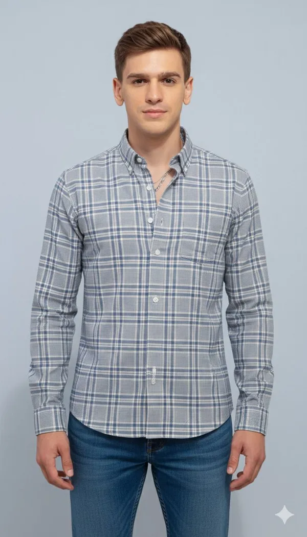 Blue_Cotton_Blend_Checkered_Regular_Fit_Shirt_For_Men