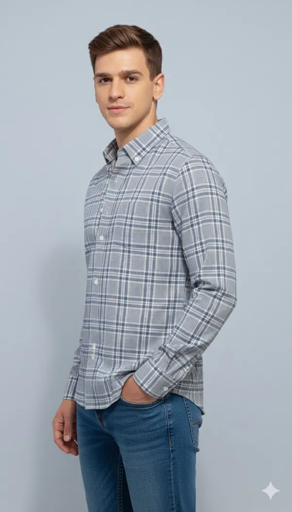 Blue_Cotton_Blend_Checkered_Regular_Fit_Shirt_For_Men