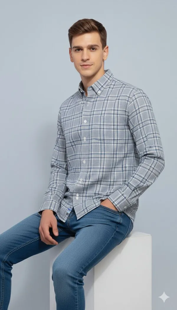 Blue_Cotton_Blend_Checkered_Regular_Fit_Shirt_For_Men