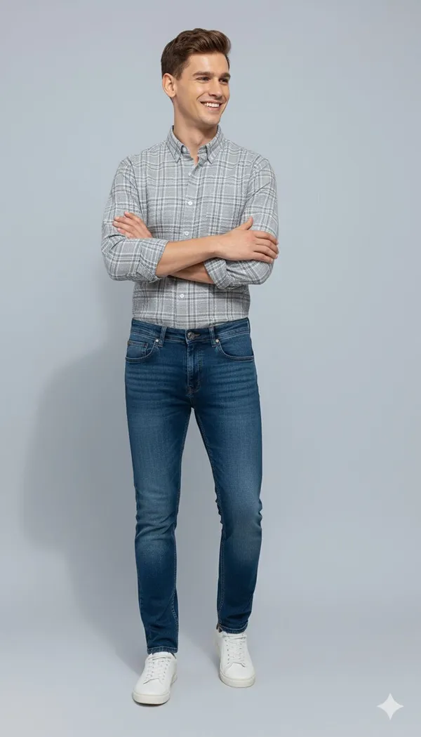 Grey_Cotton_Blend_Checkered_Regular_Fit_Shirt_For_Men