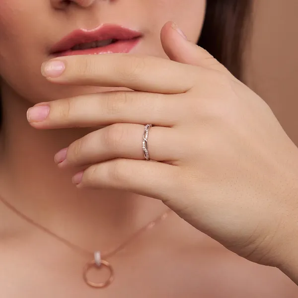 Golden_Braided_Chain_Links_Ring_For_Women_|_92.5_Sterling_Silver