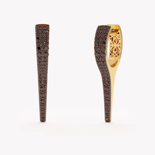 Golden_Metal_Noir_Wave_Huggie_Earrings_For_Women_|_92.5_Sterling_Silver