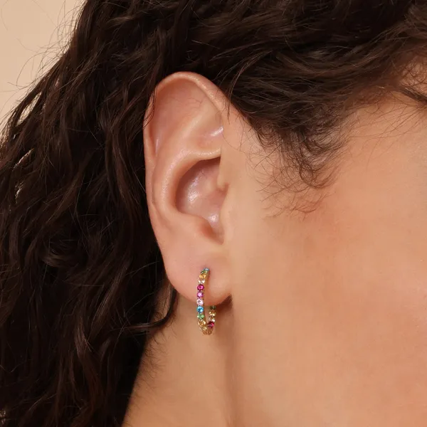 Multicolor_Metal_Rainbow_Sapphire_Huggie_Hoop_Earring_For_Women_|_92.5_Sterling_Silver