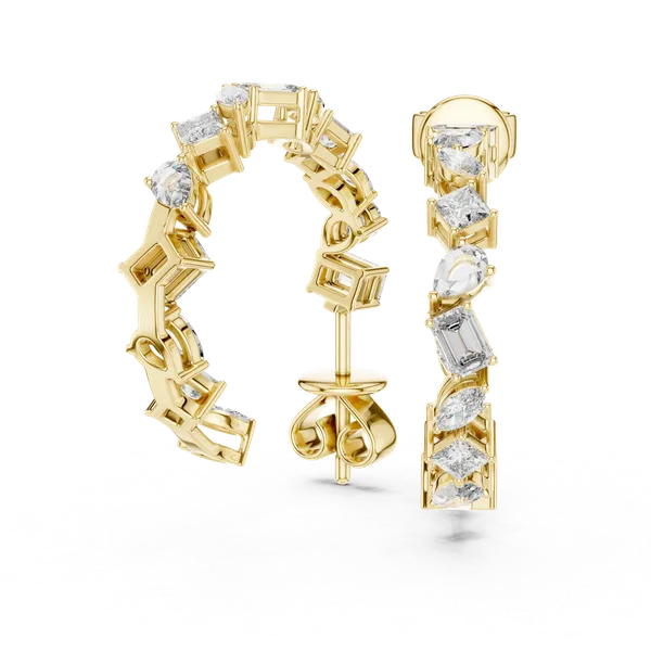 Golden_The_'Nakshatra'_Diamond_Huggies_For_Women_|_92.5_Sterling_Silver