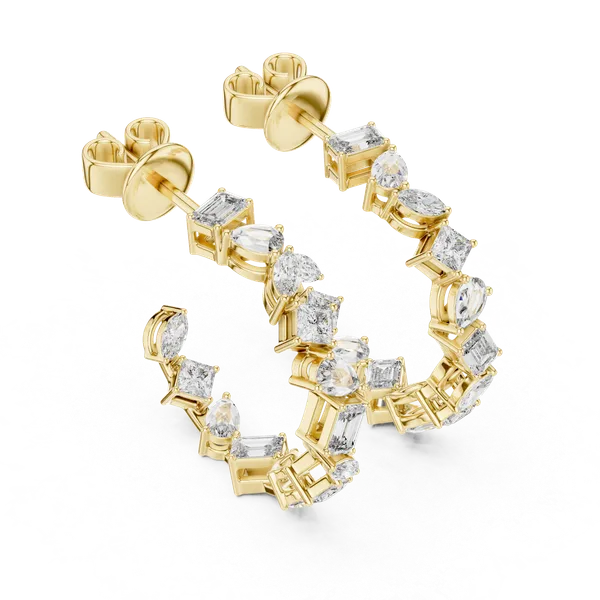 Golden_The_'Nakshatra'_Diamond_Huggies_For_Women_|_92.5_Sterling_Silver