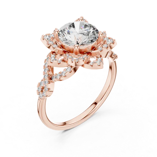 Rose_Gold_The_'Pushpa'_Diamond_Lotus_Ring_For_Women_|_92.5_Sterling_Silver