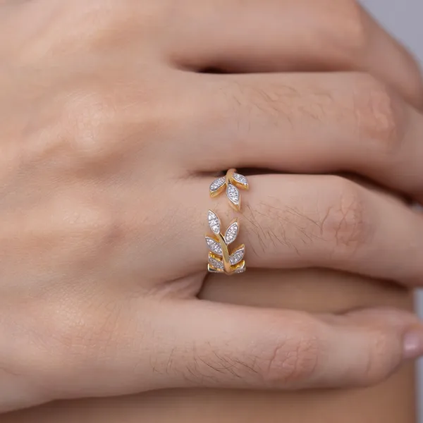 Golden_Metal_Timeless_Leaf_Wrap_Ring_For_Women_|_92.5_Sterling_Silver