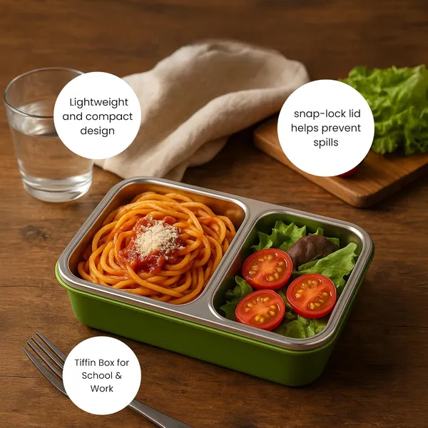 Two_Compartment_Stainless_Steel_Lunch_Box_|_Tiffin_Box_For_School_&_Work_|_Bpa_Free,_Food_Grade_Ideal_For_School,_Picnic,_Office_&_Outdoor_(Green)