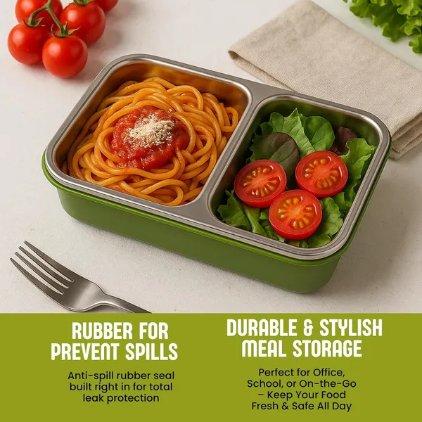 Two_Compartment_Stainless_Steel_Lunch_Box_|_Tiffin_Box_For_School_&_Work_|_Bpa_Free,_Food_Grade_Ideal_For_School,_Picnic,_Office_&_Outdoor_(Green)