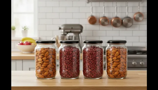 Set_Of_4_Big_Round_Glass_Jar_Containers_For_Kitchen_Storage_With_Airtight_Black_Lid_|1000_Ml