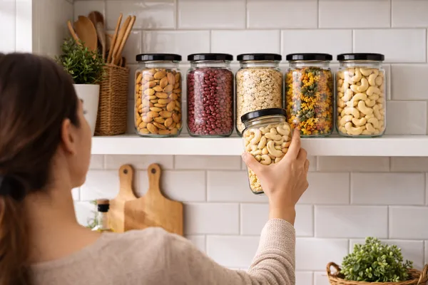 Set_Of_2_Big_Round_Glass_Jar_Containers_For_Kitchen_Storage_With_Airtight_Black_Lid_|1000_Ml