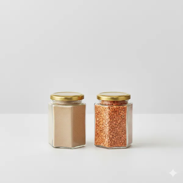 Pack_Of_2_Hexagon_Glass_Jarcontainer_For_Kitchen_With_Air_Tight_Gold_Metal_Cap_260_Ml
