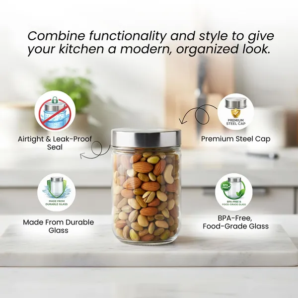 Set_Of_4_Round_Glass_Jar_Containers_For_Kitchen_Storage_With_Steel_Lid_|600_Ml