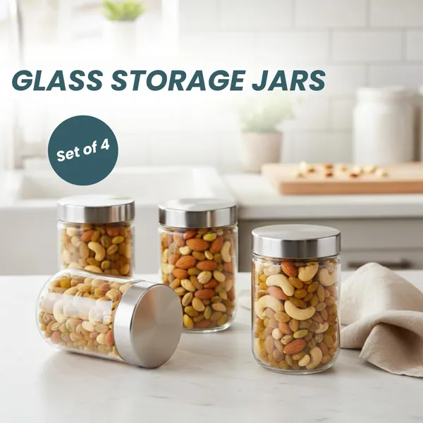 Set_Of_4_Round_Glass_Jar_Containers_For_Kitchen_Storage_With_Steel_Lid_|600_Ml