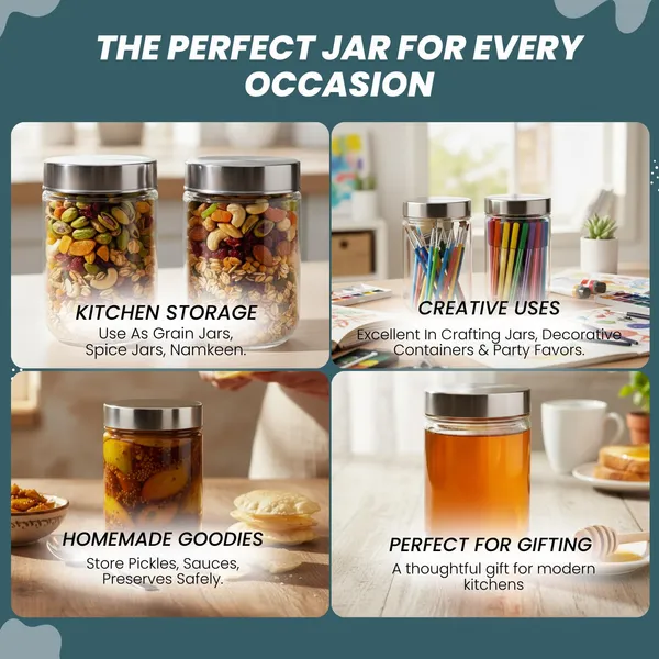Set_Of_4_Round_Glass_Jar_Containers_For_Kitchen_Storage_With_Steel_Lid_|600_Ml