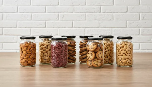 Set_Of_8_Big_Round_Glass_Jar_Containers_For_Kitchen_Storage_With_Airtight_Black_Lid_|1000_Ml