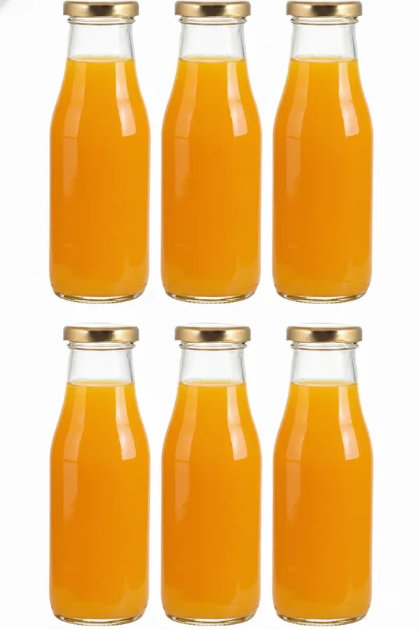 Set_Of_6_Glass_Water_Bottle_For_Milk_|Juice|_Shakes_With_Rust_Proof_Airtight_Gold_Metal_Cap_Reusable_&_Bpa_Free_|300_Ml