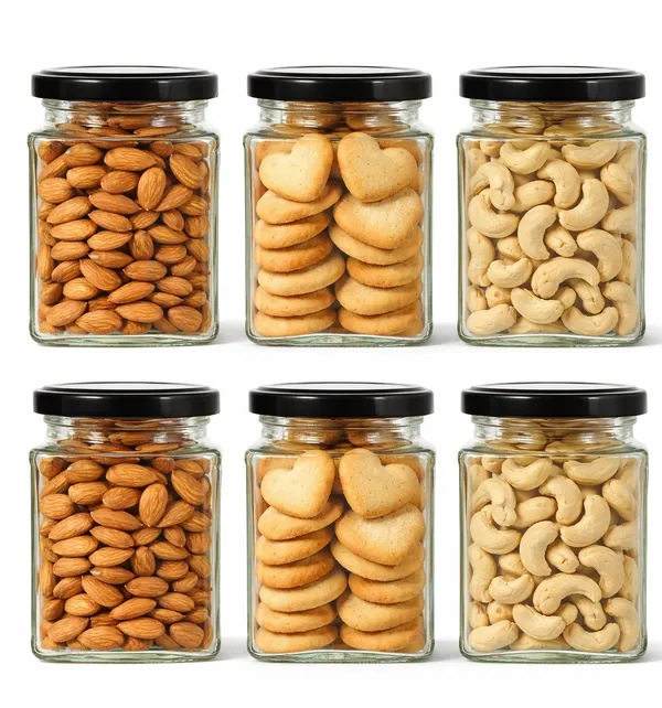 Pack_Of_6_Square_Kitchen_Storage_Glass_Jar_Container_With_Airtight_Lid_Black_250_Ml