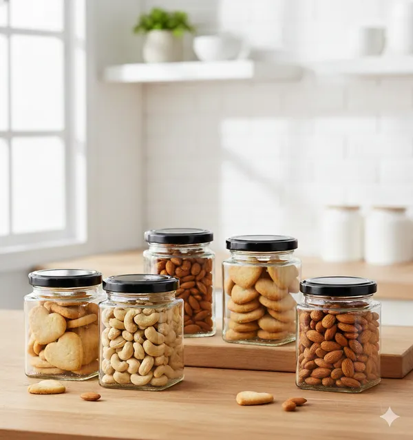 Pack_Of_6_Square_Kitchen_Storage_Glass_Jar_Container_With_Airtight_Lid_Black_250_Ml