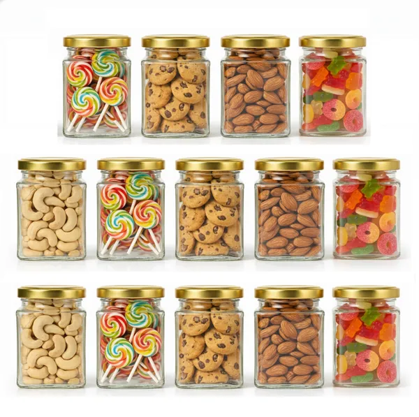 Pack_Of_14_Square_Kitchen_Storage_Glass_Jar_Container_With_Airtight_Lid_250_MlGold
