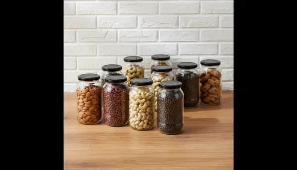 Set_Of_12_Big_Round_Glass_Jar_Containers_For_Kitchen_Storage_With_Airtight_Black_Lid_|1000_Ml
